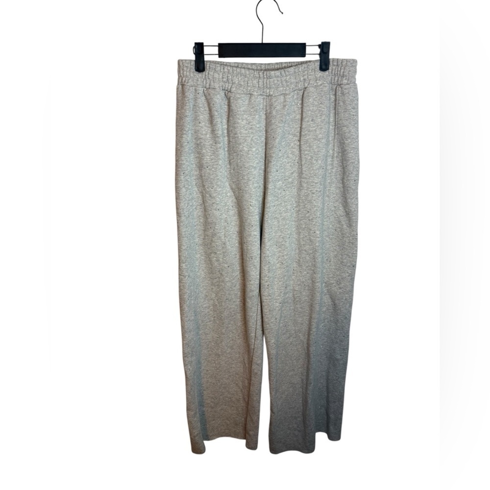 Forever 21 Light Gray Studded Jewel Wide Leg Sweatpants